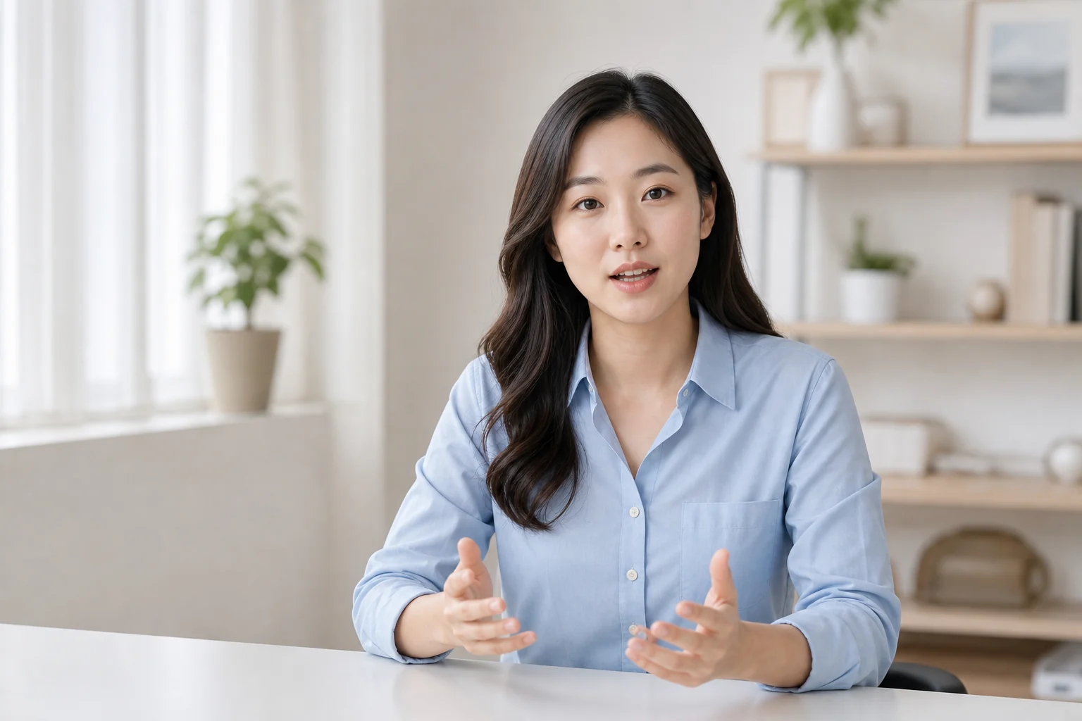 办公场景中的女性数字人讲解者
